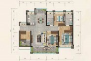 五期140平方户型， 4室2厅2卫1厨， 建筑面积约140.00平米
