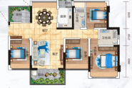 122平户型， 5室2厅2卫1厨， 建筑面积约122.00平米